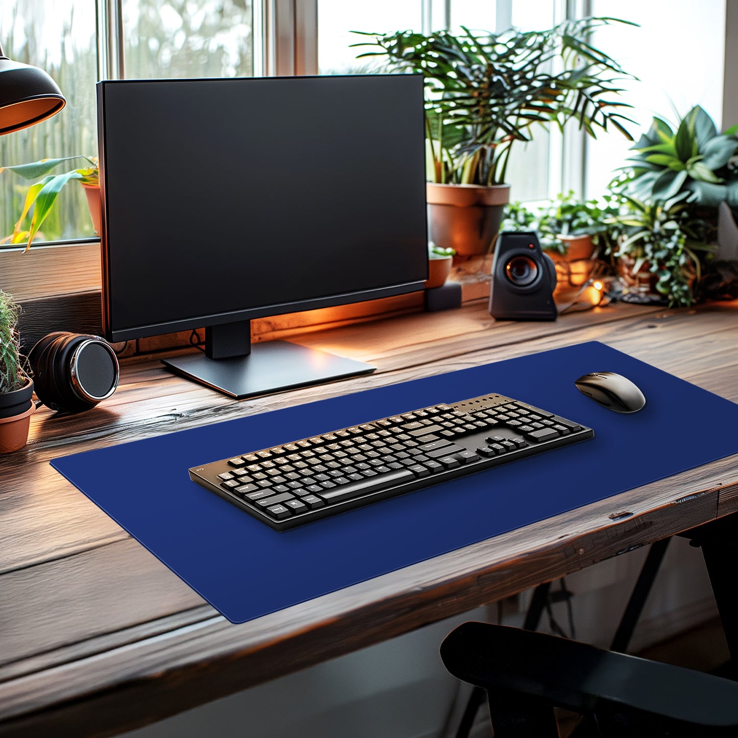 CounterArt Large Waterproof Desk Protector-Blue 32” x 16” Made in The USA Desk Mat Office Mat Large Mouse Pad