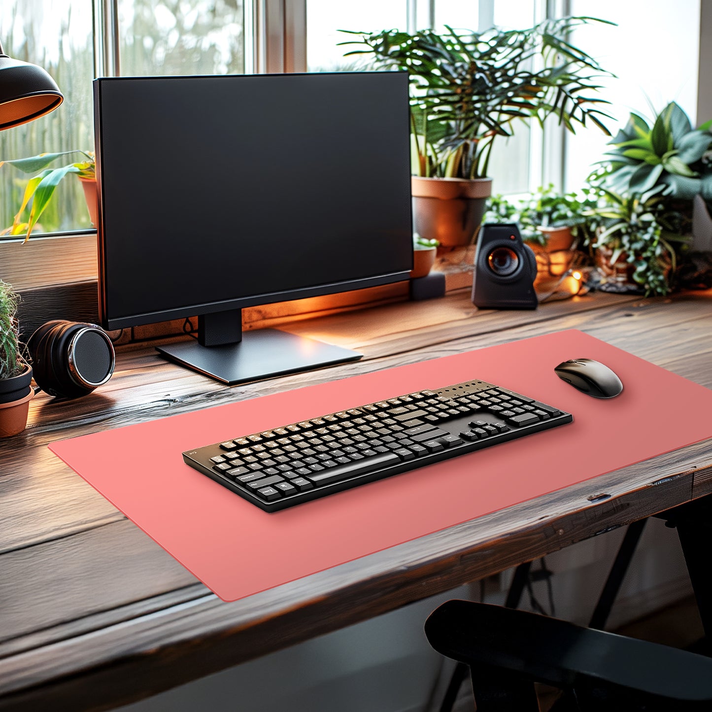 CounterArt Large Waterproof Desk Protector-Coral 32” x 16” Made in The USA Desk Mat Office Mat Large Mouse Pad