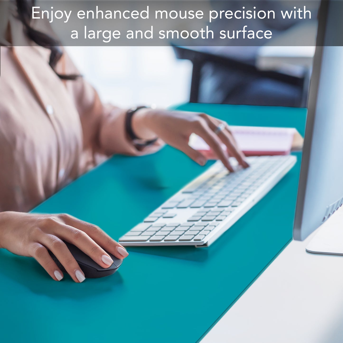 CounterArt Large Waterproof Desk Protector-Teal 32” x 16” Made in The USA Desk Mat Office Mat Large Mouse Pad