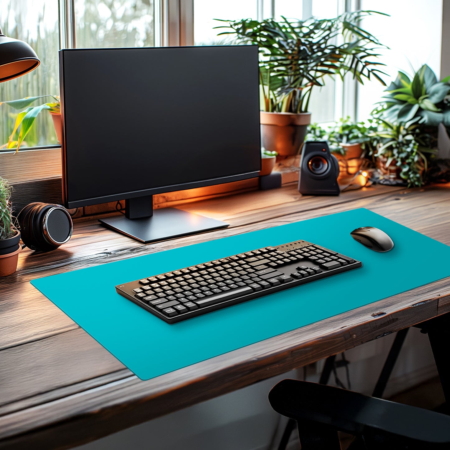 CounterArt Large Waterproof Desk Protector-Teal 32” x 16” Made in The USA Desk Mat Office Mat Large Mouse Pad