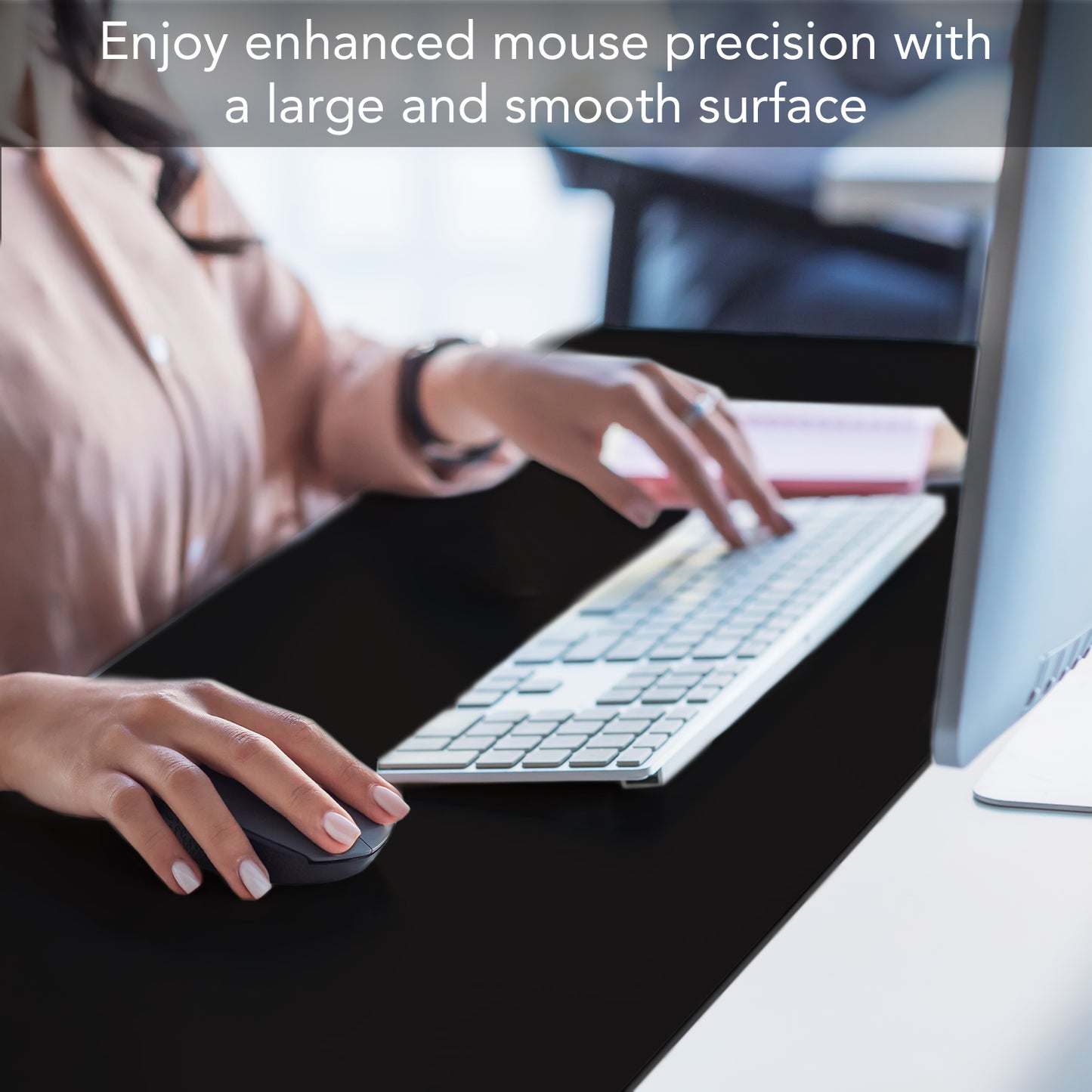 CounterArt Large Waterproof Desk Protector-Black 32” x 16” Made in The USA Desk Mat Office Mat Large Mouse Pad
