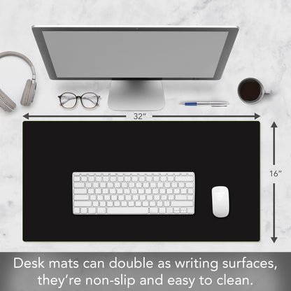 CounterArt Large Waterproof Desk Protector-Black 32” x 16” Made in The USA Desk Mat Office Mat Large Mouse Pad