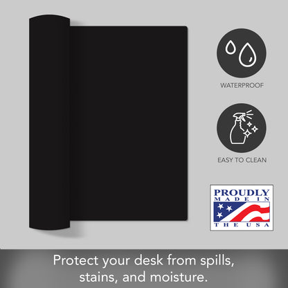 CounterArt Large Waterproof Desk Protector-Black 32” x 16” Made in The USA Desk Mat Office Mat Large Mouse Pad