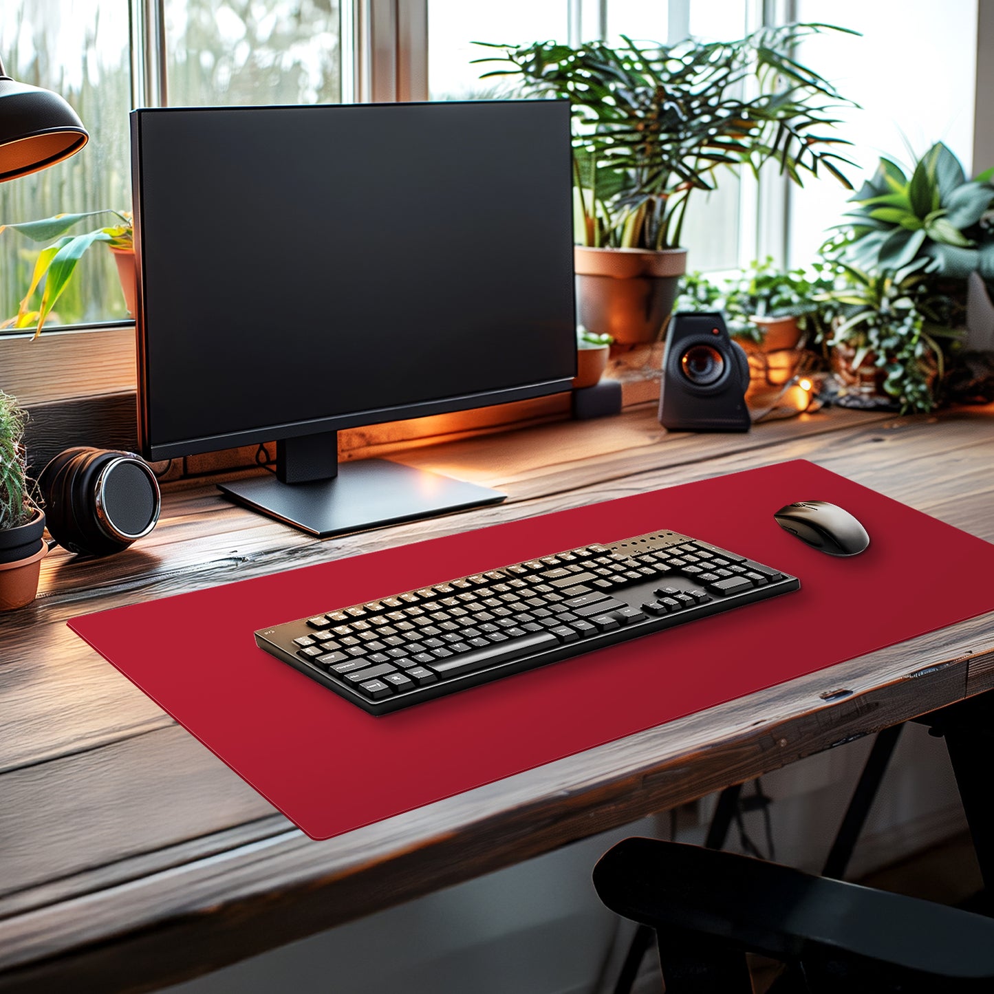 CounterArt Large Waterproof Desk Protector-Red 32” x 16” Made in The USA Desk Mat Office Mat Large Mouse Pad