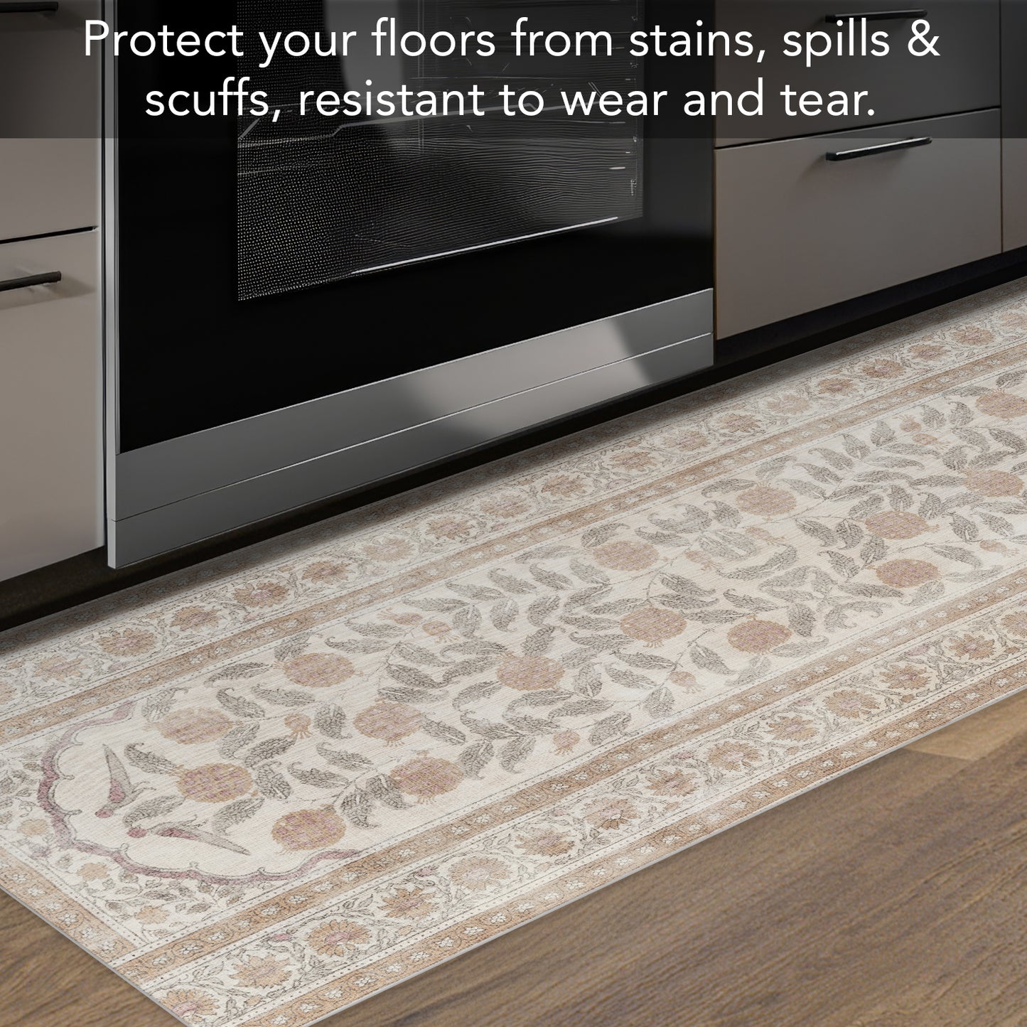 Highland Home Neutral Textile Deco-Floormat, Decorative Mat, Designer Rug, Waterproof, Low Profile, Eco-Friendly Non Slip, Made in The USA