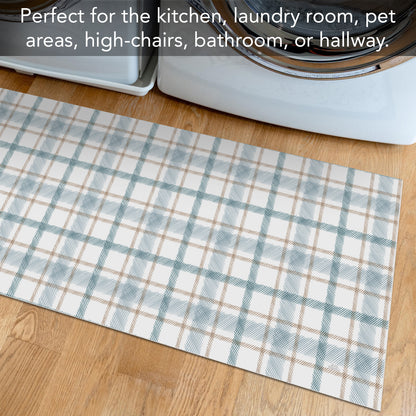 Highland Home Ticking Plaid Deco-Floormat, Decorative Mat, Designer Rug, Waterproof, Low Profile, Eco-Friendly Non Slip, Made in The USA