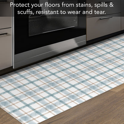 Highland Home Ticking Plaid Deco-Floormat, Decorative Mat, Designer Rug, Waterproof, Low Profile, Eco-Friendly Non Slip, Made in The USA