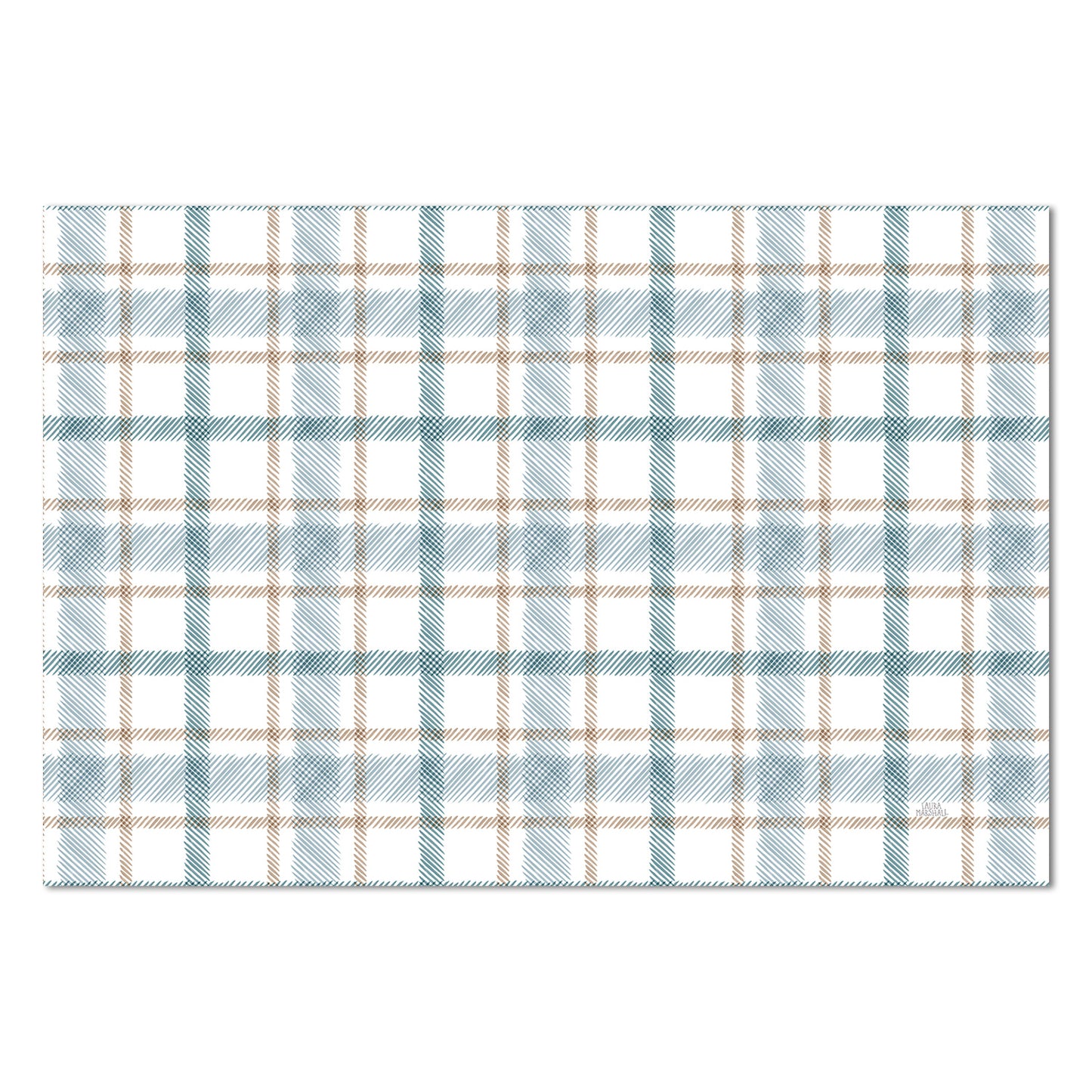 Highland Home Ticking Plaid Deco-Floormat, Decorative Mat, Designer Rug, Waterproof, Low Profile, Eco-Friendly Non Slip, Made in The USA