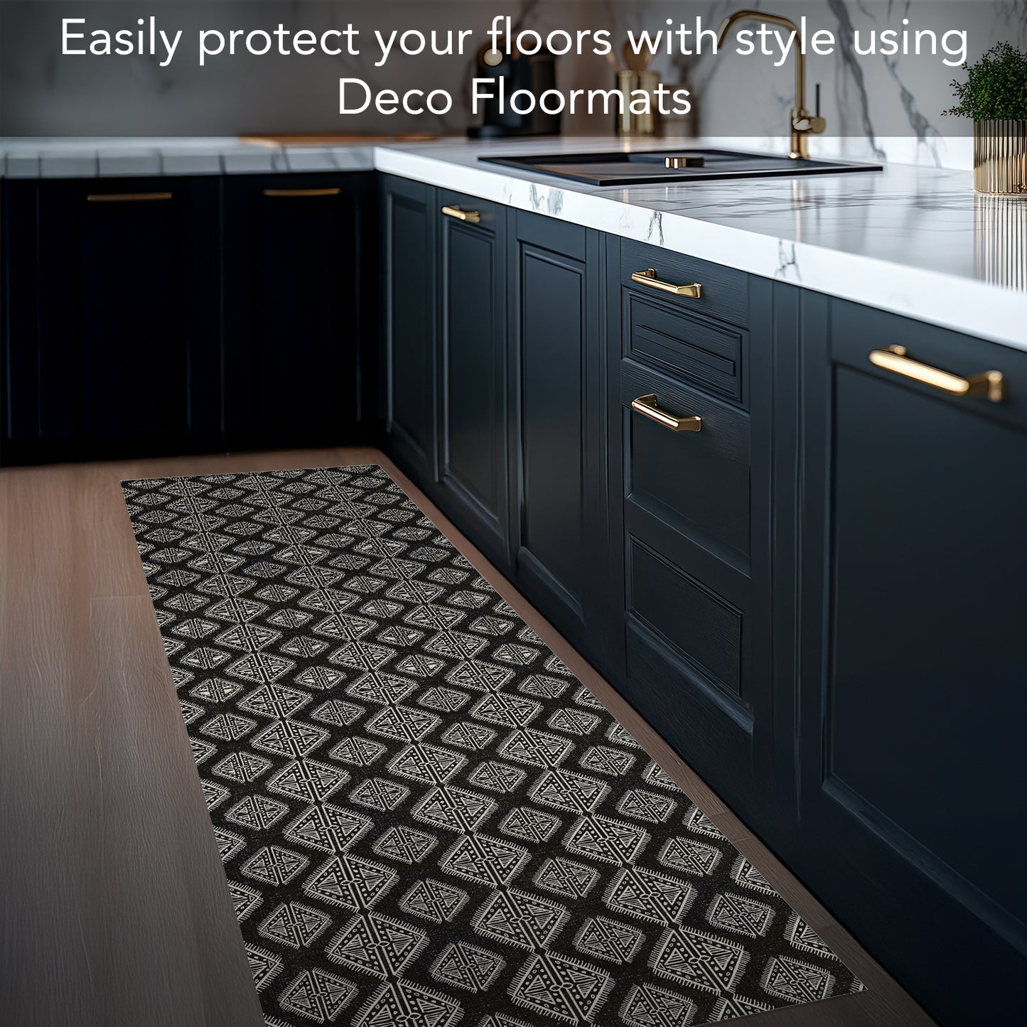 Highland Home Tribal Zen Deco-Floormat, Decorative Mat, Designer Rug, Waterproof, Low Profile, Eco-Friendly Non Slip, Made in The USA