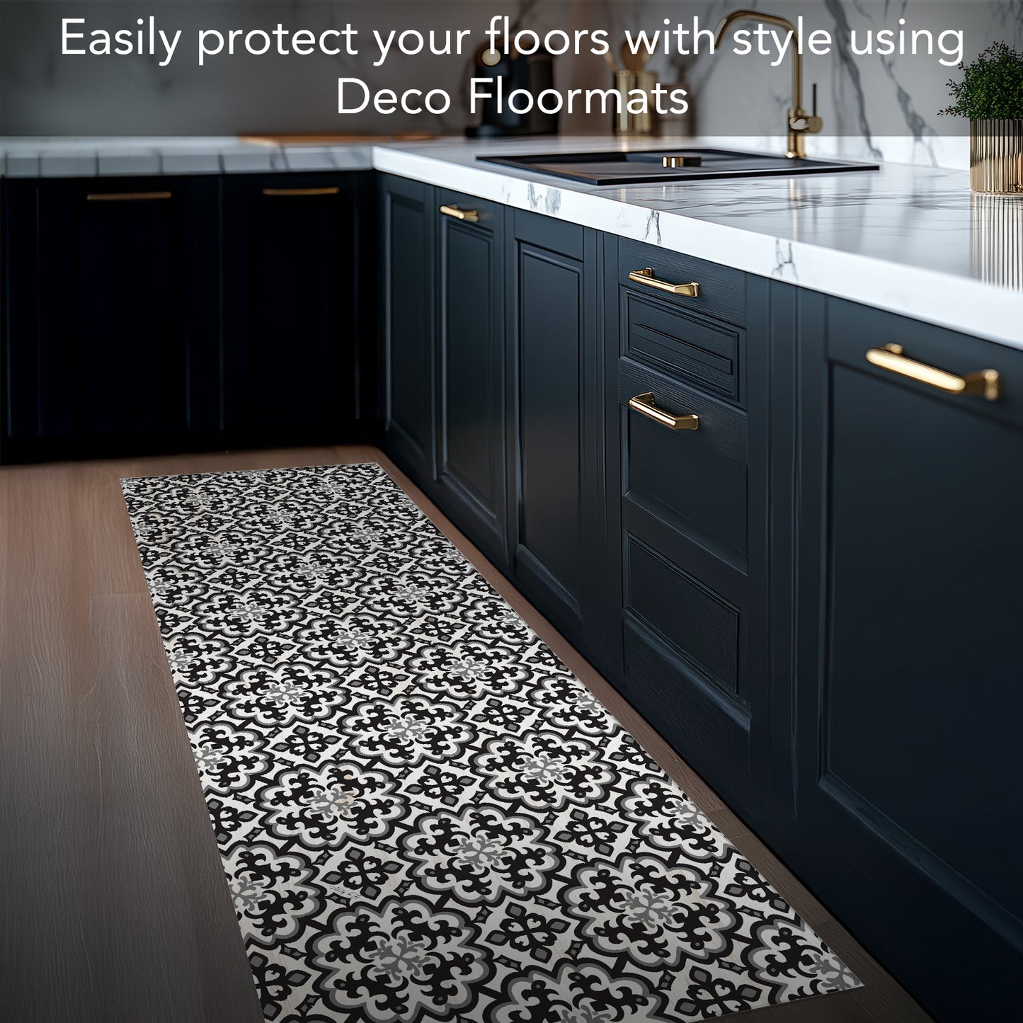 Highland Home Farm Chic Design Deco-Floormat, Decorative Mat, Designer Rug, Waterproof, Low Profile, Eco-Friendly Non Slip, Made in The USA