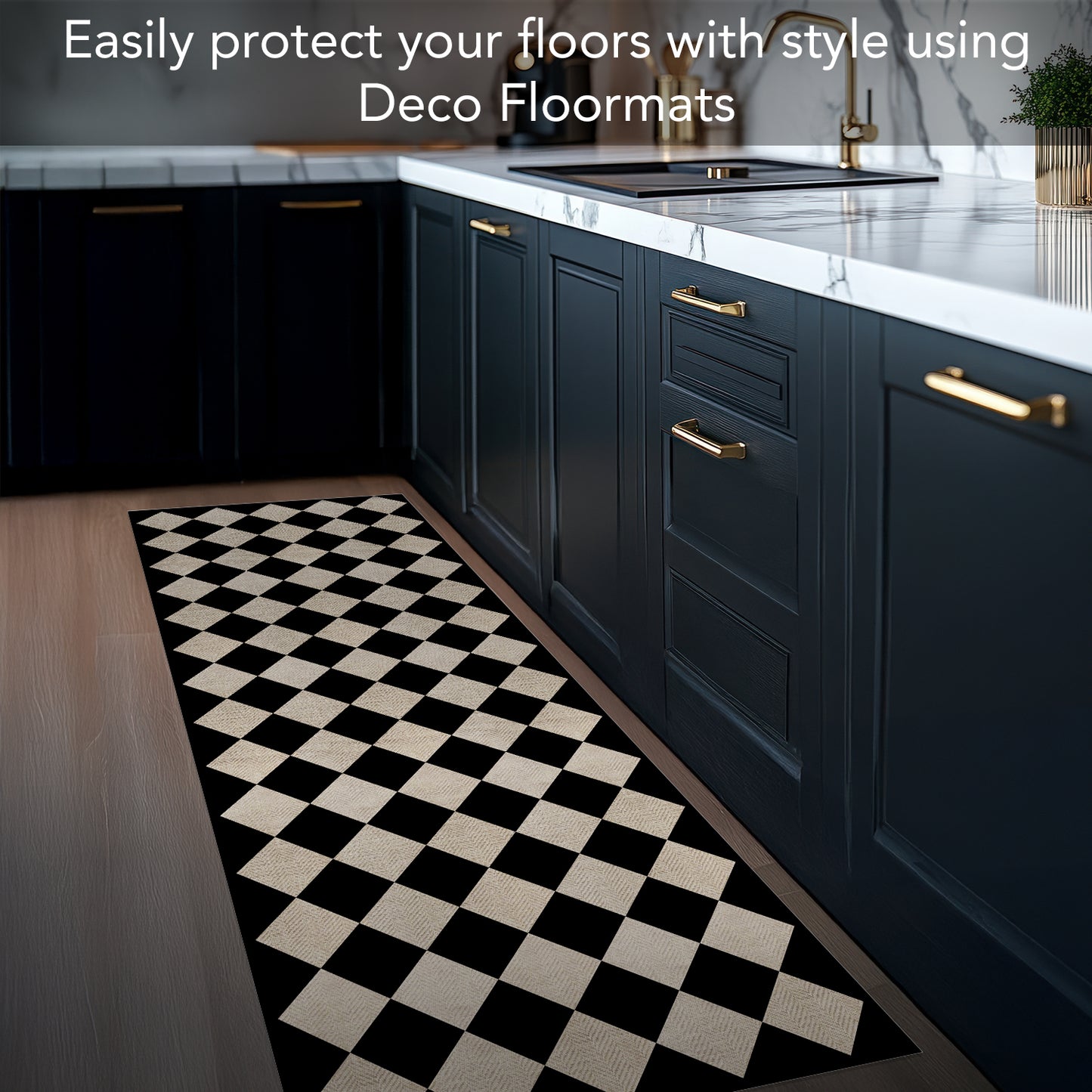 Highland Home Diamonds Deco-Floormat, Decorative Mat, Designer Rug, Waterproof, Low Profile, Eco-Friendly Non Slip, Made in The USA