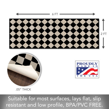 Highland Home Diamonds Deco-Floormat, Decorative Mat, Designer Rug, Waterproof, Low Profile, Eco-Friendly Non Slip, Made in The USA