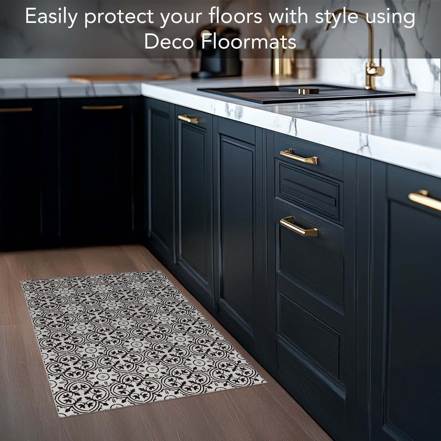 Highland Home Backsplash Tile Design Deco-Floormat, Decorative Mat, Designer Rug, Waterproof, Low Profile, Eco-Friendly Non Slip, Made in The USA