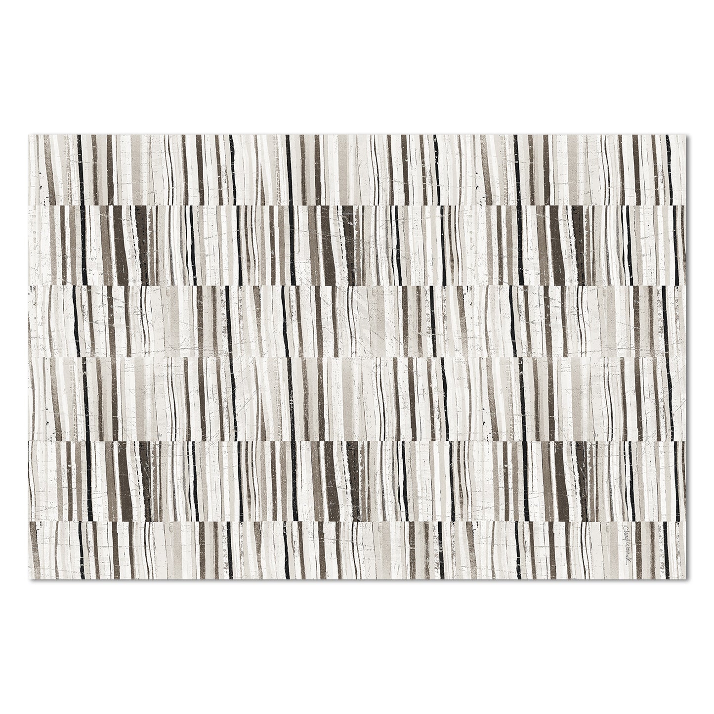 Highland Home Neutral Stripes Deco-Floormat, Decorative Mat, Designer Rug, Waterproof, Low Profile, Eco-Friendly Non Slip, Made in The USA