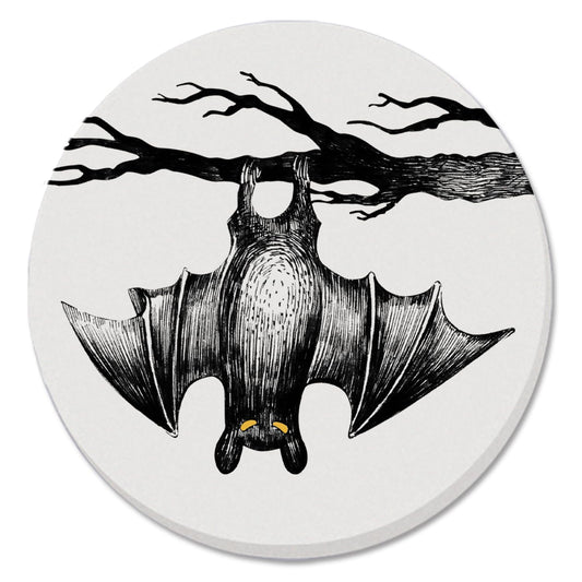Thirstystone Hanging Bat Round Absorbent Stone Coaster with Protective Cork Backing Manufactured in The USA 4" Diameter
