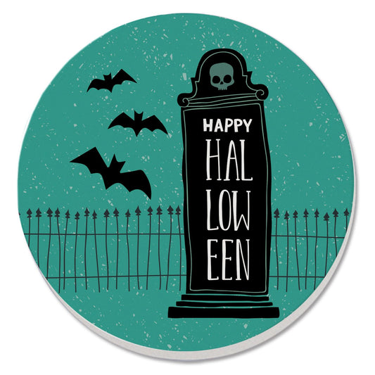 Thirstystone Halloween Grave Round Absorbent Stone Coaster with Protective Cork Backing Manufactured in The USA 4" Diameter