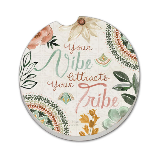 Thirstystone Vibe Attracts Single Absorbent Stone Coaster for Vehicle Cup Holder 2.6” Diameter Manufactured in The USA