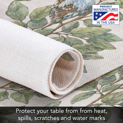 Highland Home Bird On A Branch 4 Pack Poly-Cotton Blend Fabric Placemats 18" x 12" Manufactured in The USA