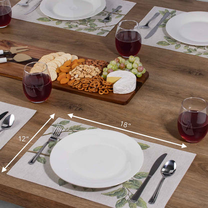 Highland Home Bird On A Branch 4 Pack Poly-Cotton Blend Fabric Placemats 18" x 12" Manufactured in The USA