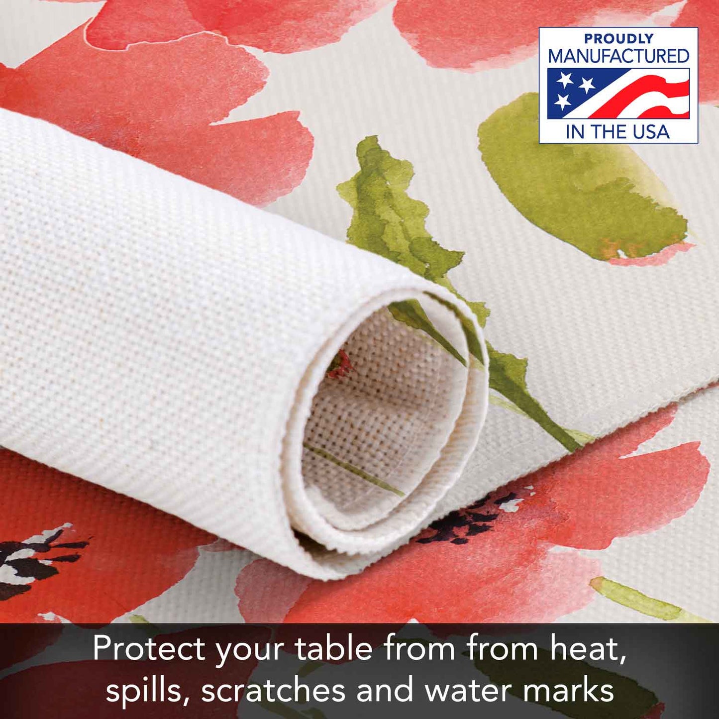 Highland Home 4 Pack Poly-Cotton Blend Fabric Placemats 18" x 12" Manufactured in The USA (Anemone Panel)