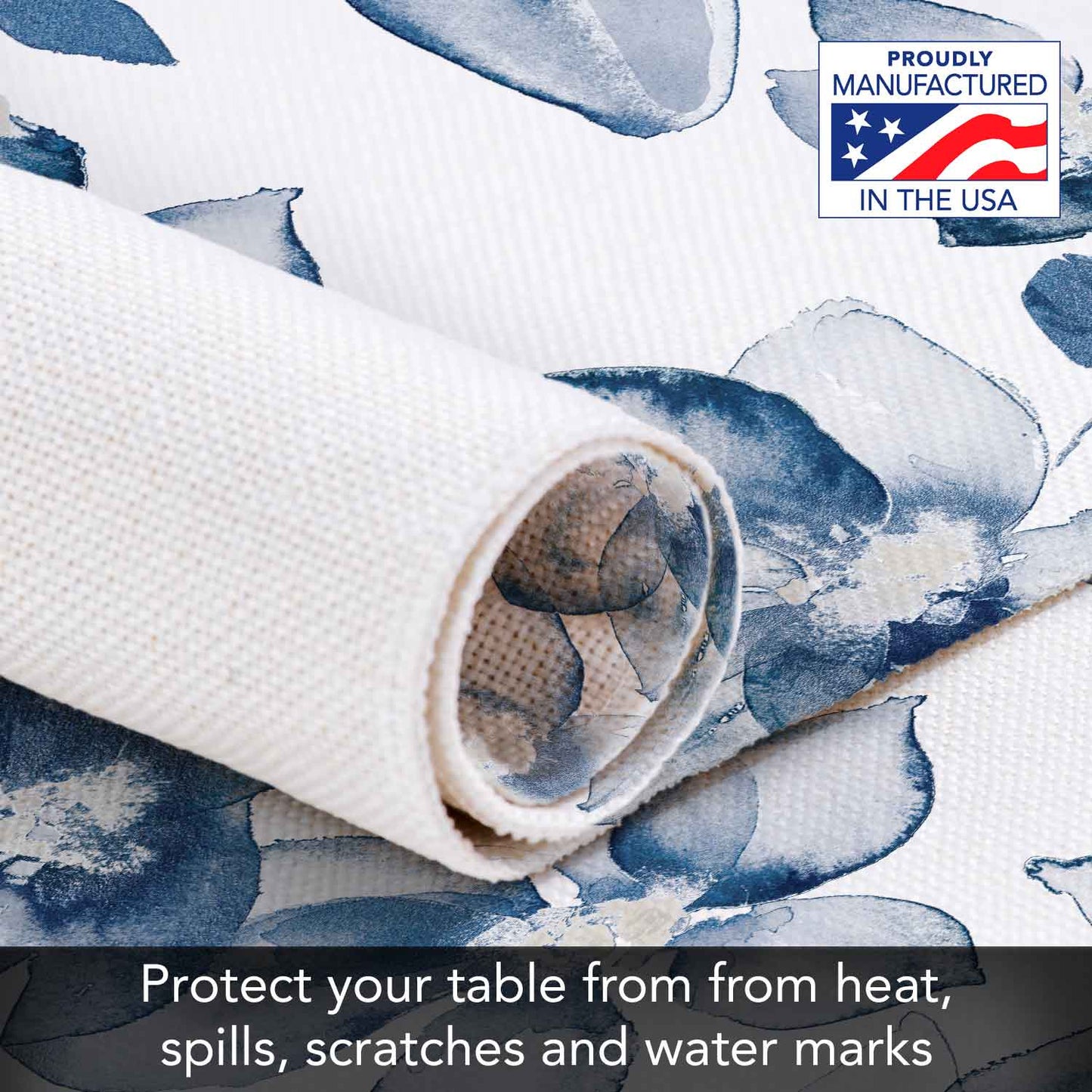 Highland Home Blooming Whispers 4 Pack Poly-Cotton Blend Fabric Placemats 18" x 12" Manufactured in The USA