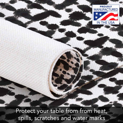 Highland Home Black & White 4-Pack Poly-Cotton Blend Fabric Placemats 18" x 12" Manufactured in The USA