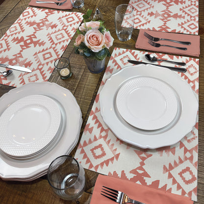 Highland Home Southwest Flair 4 Pack Poly-Cotton Blend Fabric Placemats 18" x 12" Manufactured in The USA