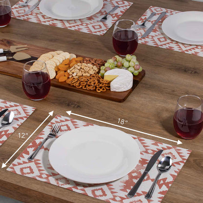 Highland Home Southwest Flair 4 Pack Poly-Cotton Blend Fabric Placemats 18" x 12" Manufactured in The USA