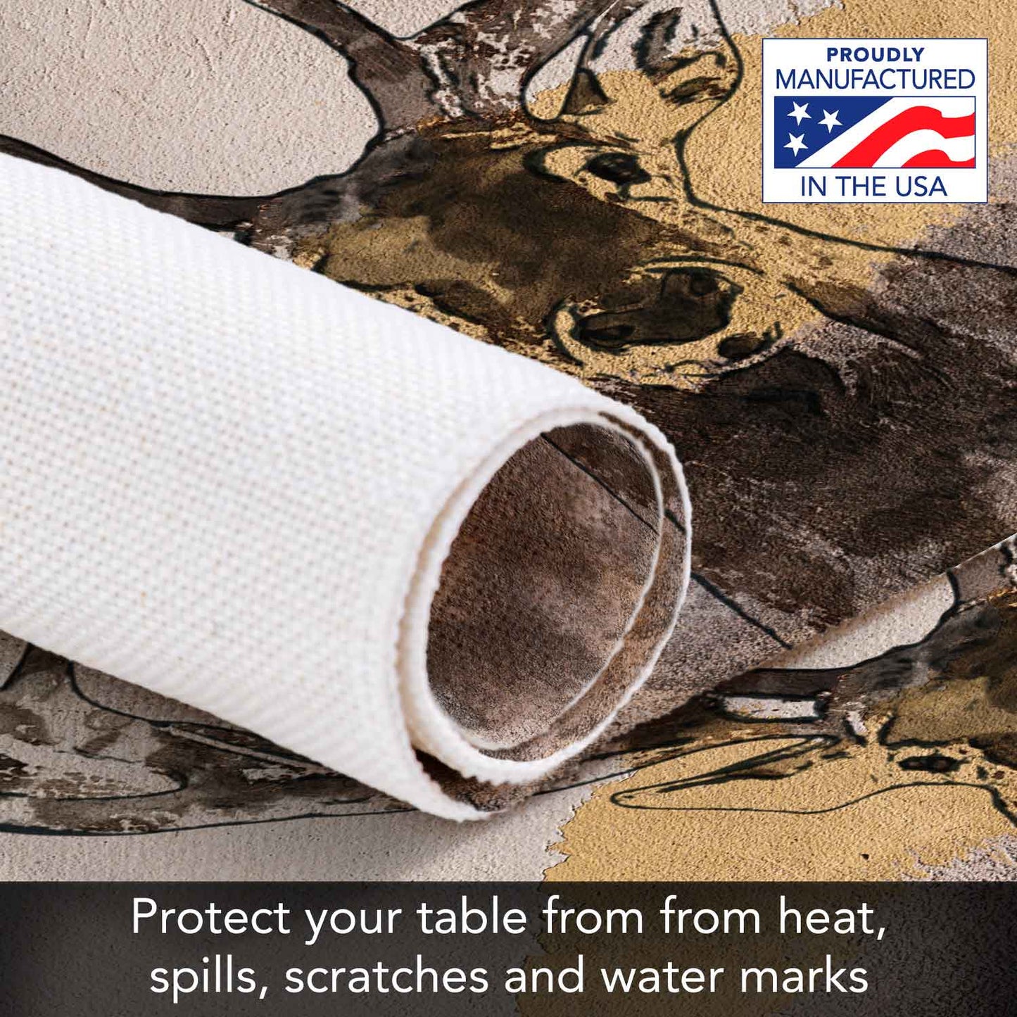 Highland Home Whitetail Deer4 Pack Poly-Cotton Blend Fabric Placemats 18" x 12" Manufactured in The USA
