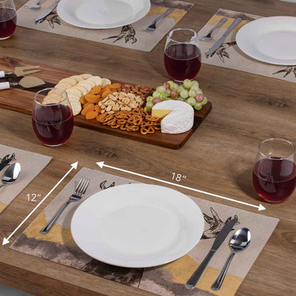 Highland Home Whitetail Deer4 Pack Poly-Cotton Blend Fabric Placemats 18" x 12" Manufactured in The USA