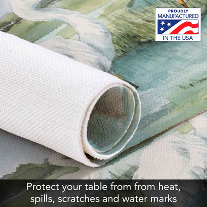 Highland Home Egret Family 4 Pack Premier Poly-Cotton Blend Fabric Placemats 18" x 12" Manufactured in The USA