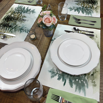 Highland Home Misty Treeline 4 Pack Poly-Cotton Blend Fabric Placemats 18" x 12" Manufactured in The USA