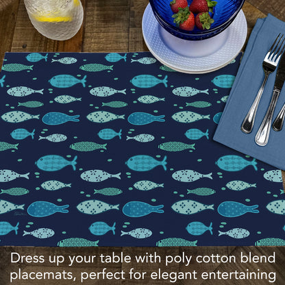 Lake Living 4 Pack Poly-Cotton Blend Fabric Placemats 18" x 12" Manufactured in The USA (Copy)