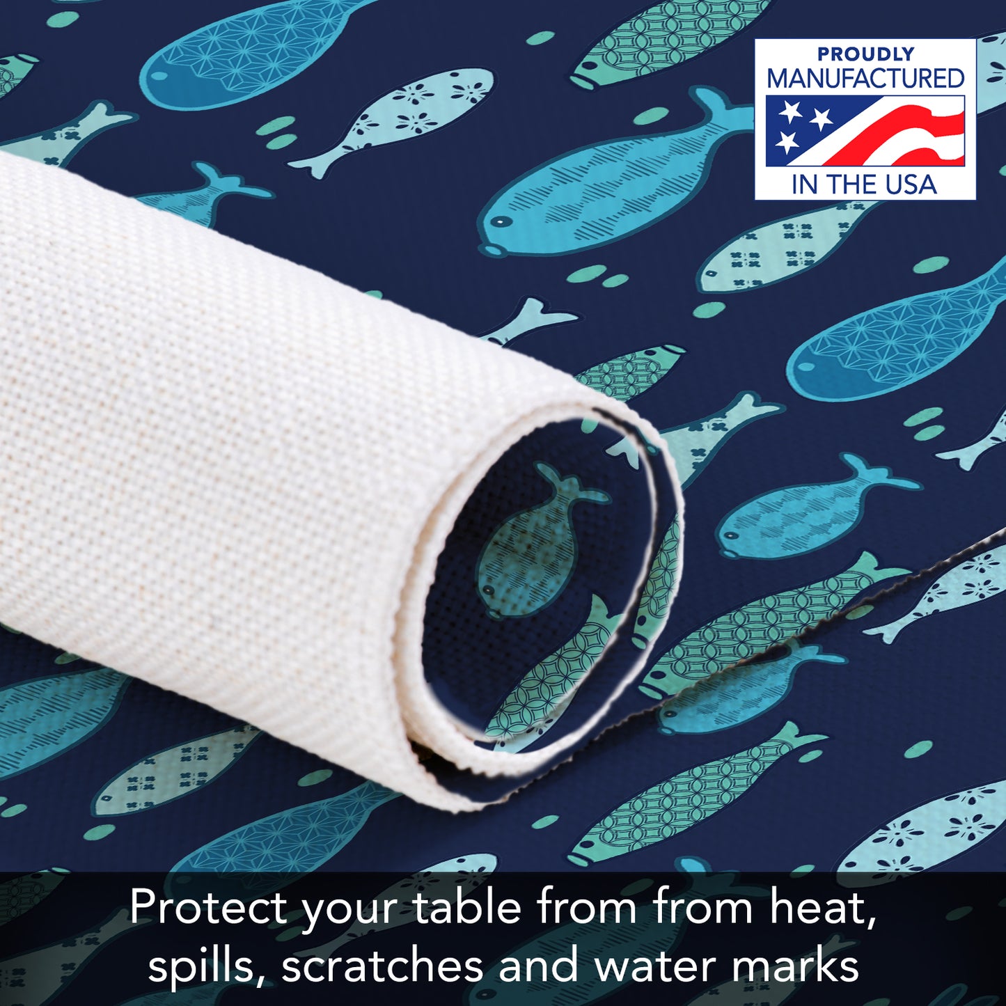 Lake Living 4 Pack Poly-Cotton Blend Fabric Placemats 18" x 12" Manufactured in The USA (Copy)
