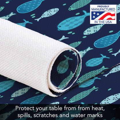 Lake Living 4 Pack Poly-Cotton Blend Fabric Placemats 18" x 12" Manufactured in The USA (Copy)
