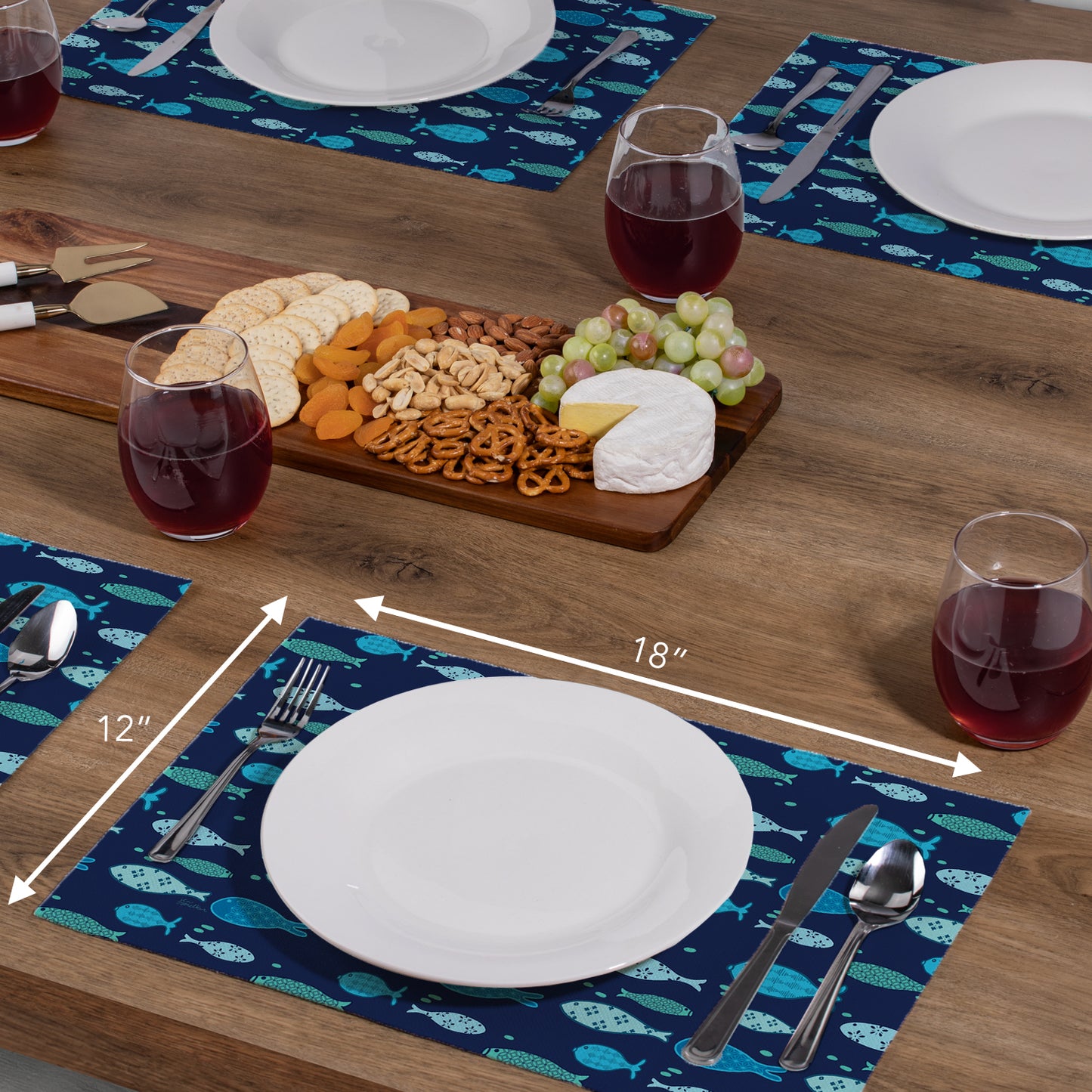 Lake Living 4 Pack Poly-Cotton Blend Fabric Placemats 18" x 12" Manufactured in The USA (Copy)