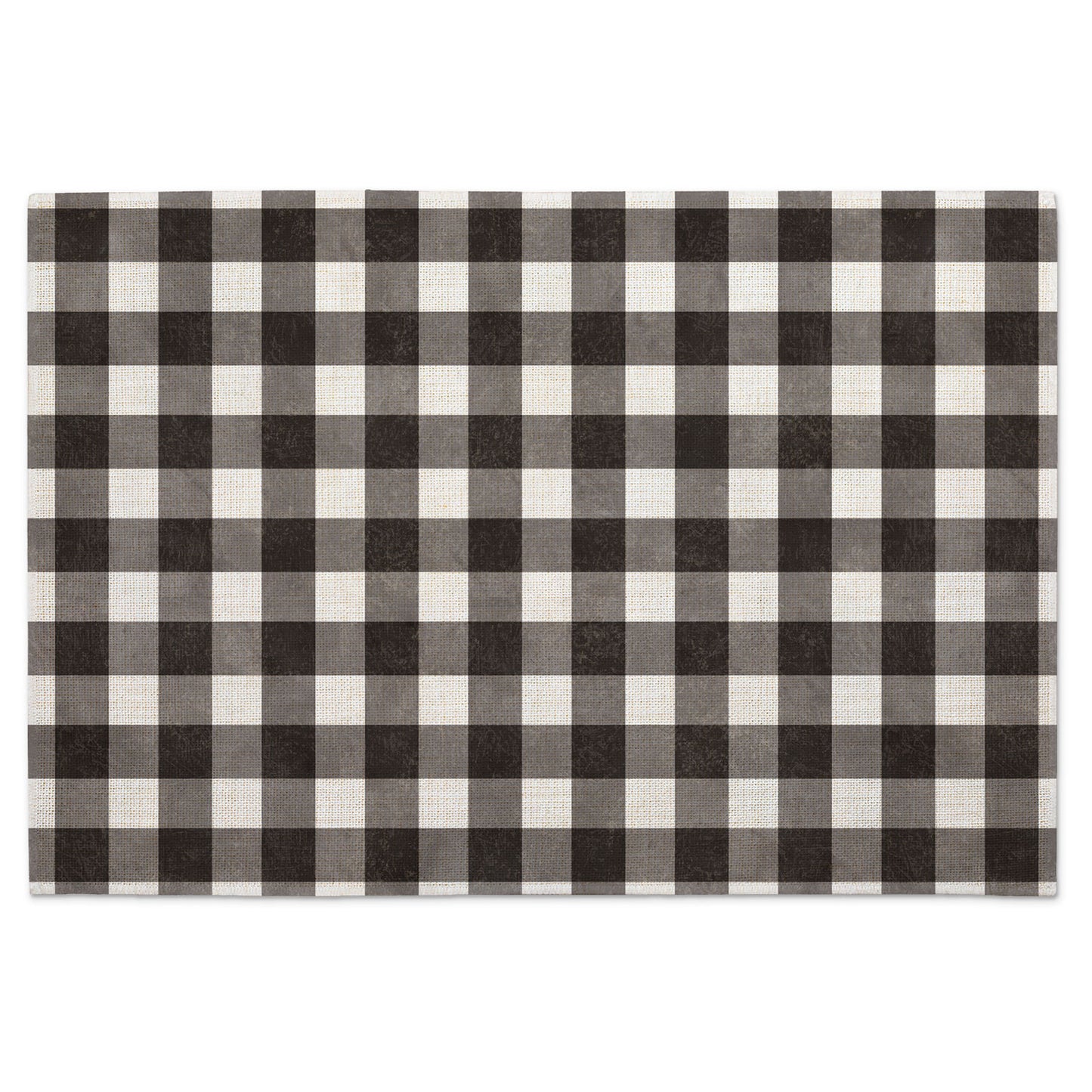 Highland Home Farmhouse Check 4 Pack Poly-Cotton Blend Fabric Placemats 18" x 12" Manufactured in The USA