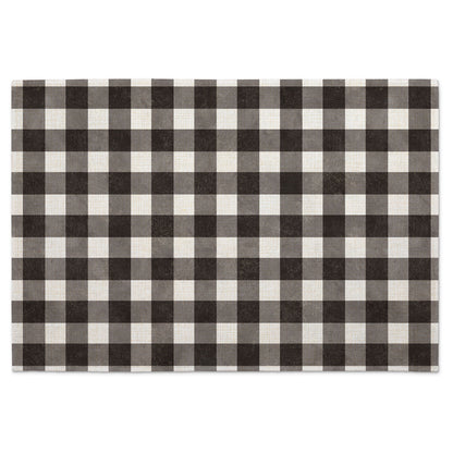 Highland Home Farmhouse Check 4 Pack Poly-Cotton Blend Fabric Placemats 18" x 12" Manufactured in The USA