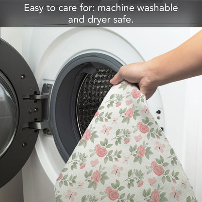 Highland Home Pretty Coquette 4 Pack Poly-Cotton Blend Fabric Placemats 18" x 12" Manufactured in The USA