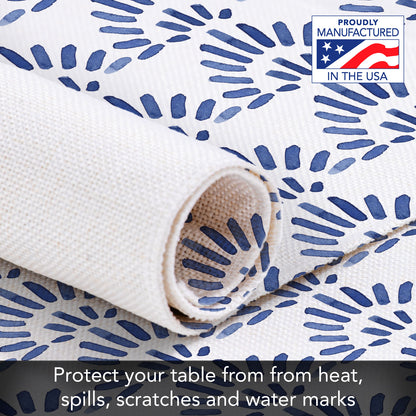 Highland Home Blue Burst 4 Pack Poly-Cotton Blend Fabric Placemats 18" x 12" Manufactured in The USA