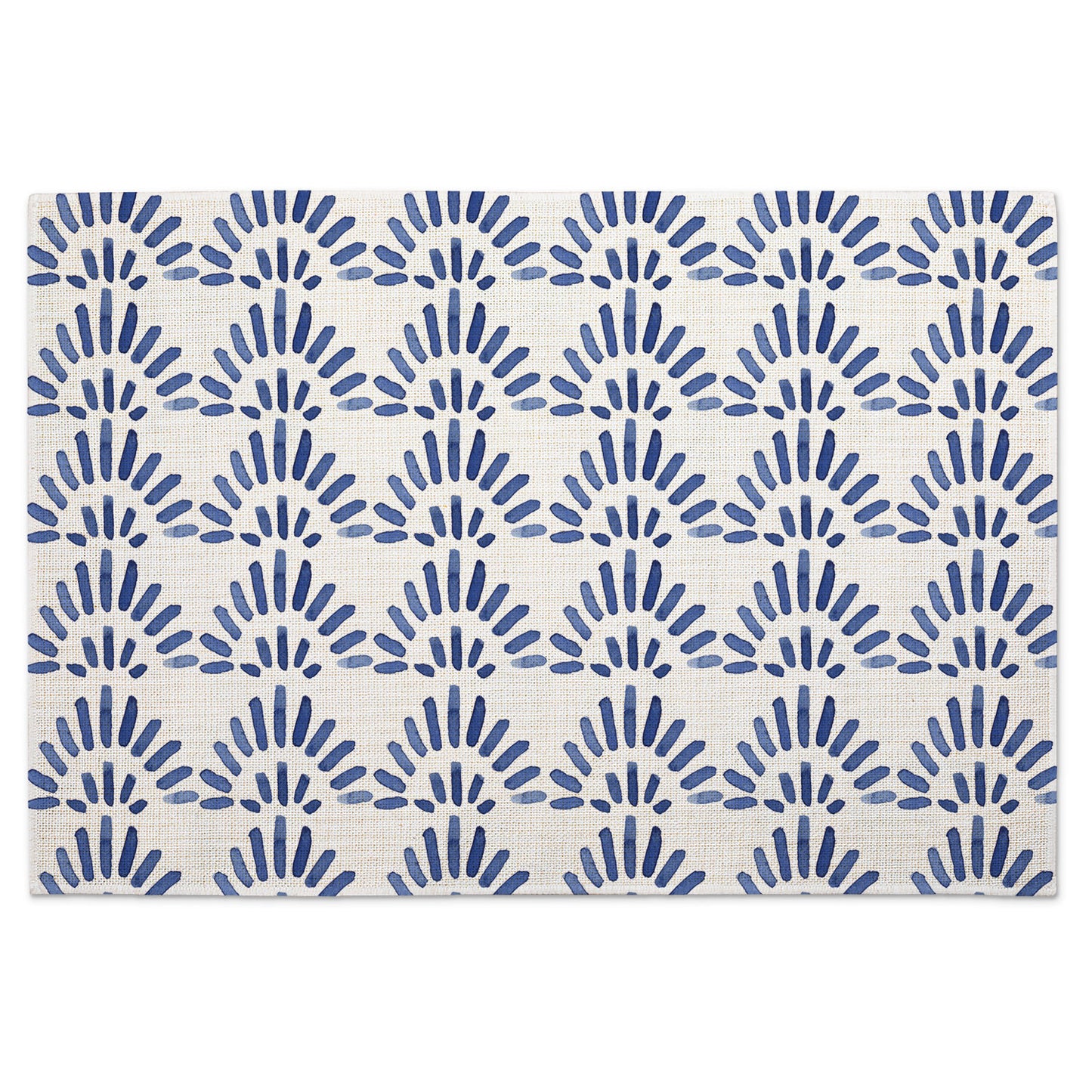 Highland Home Blue Burst 4 Pack Poly-Cotton Blend Fabric Placemats 18" x 12" Manufactured in The USA