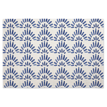 Highland Home Blue Burst 4 Pack Poly-Cotton Blend Fabric Placemats 18" x 12" Manufactured in The USA