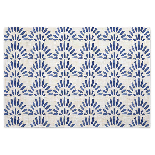 Highland Home Blue Burst 4 Pack Poly-Cotton Blend Fabric Placemats 18" x 12" Manufactured in The USA