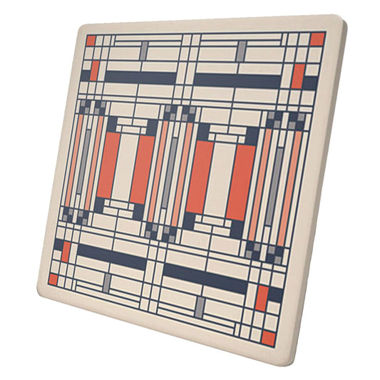 Frank Lloyd Wright's Oak Park I Design on 8" Square Stone Trivet Manufactured in The USA Heat Tolerant Easily Wipes Clean