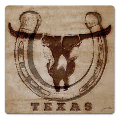 Thirstystone Western Skull Decorative Heat Tolerant Stone Trivet with Non-Skid Cork Backing 8” Square