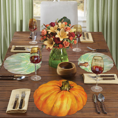 CounterArt 4 Pack Pumpkin Shaped Reversible Easy Care Placemats Made in the USA