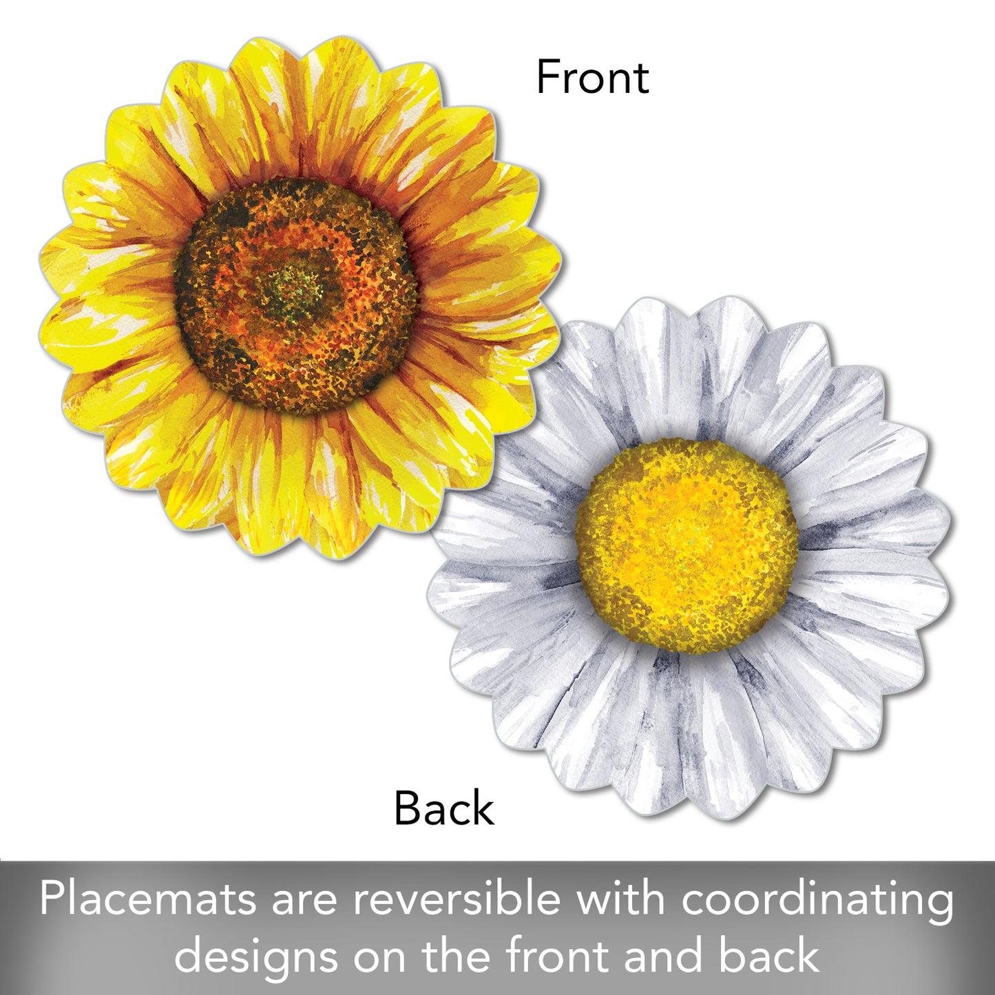 CounterArt 4 Pack Flower Shaped Reversible Easy Care Flexible Plastic Placemats Made in the USA