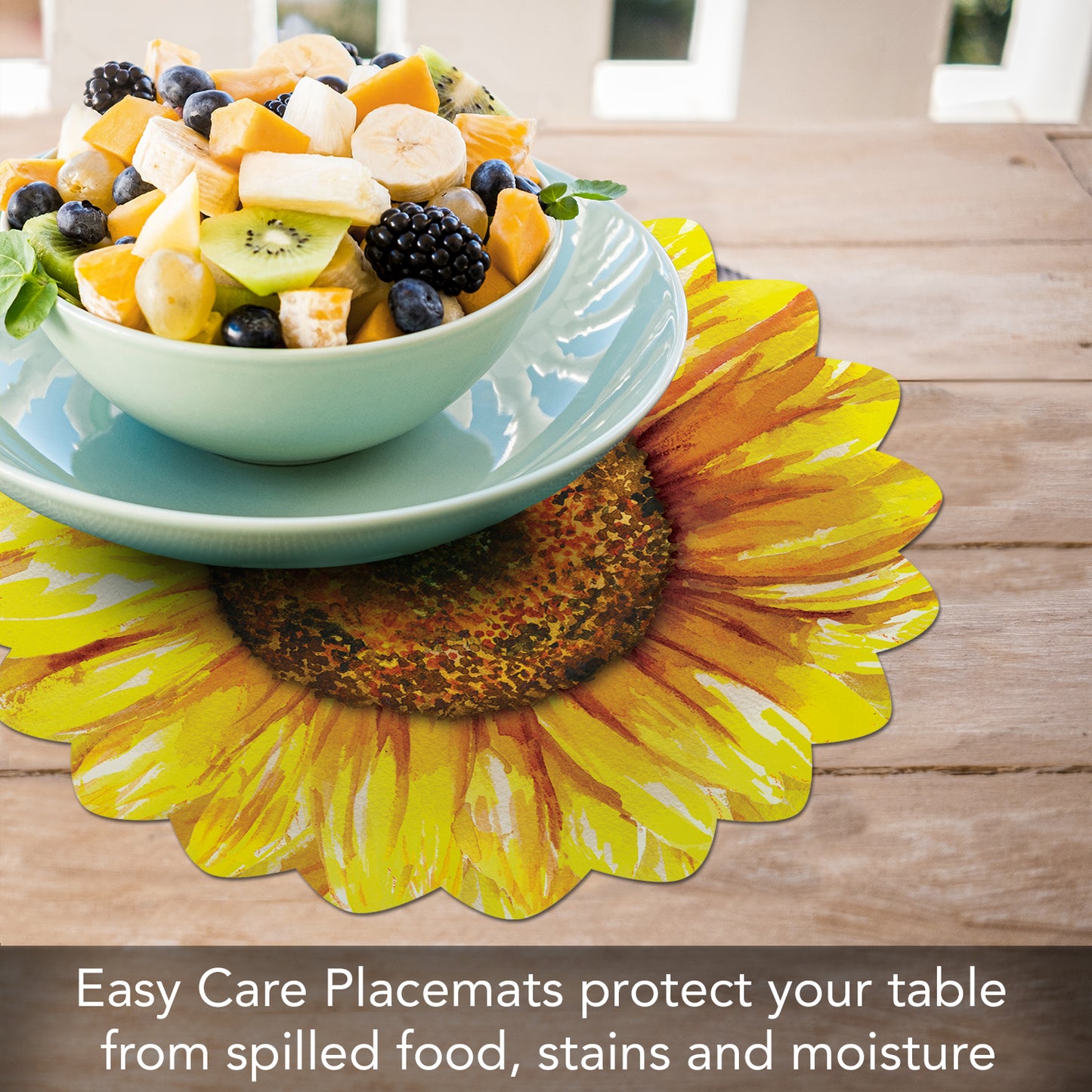 CounterArt 4 Pack Flower Shaped Reversible Easy Care Flexible Plastic Placemats Made in the USA