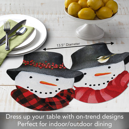 CounterArt 4 Pack Snowman Shaped Reversible Easy Care Placemats Made in the USA