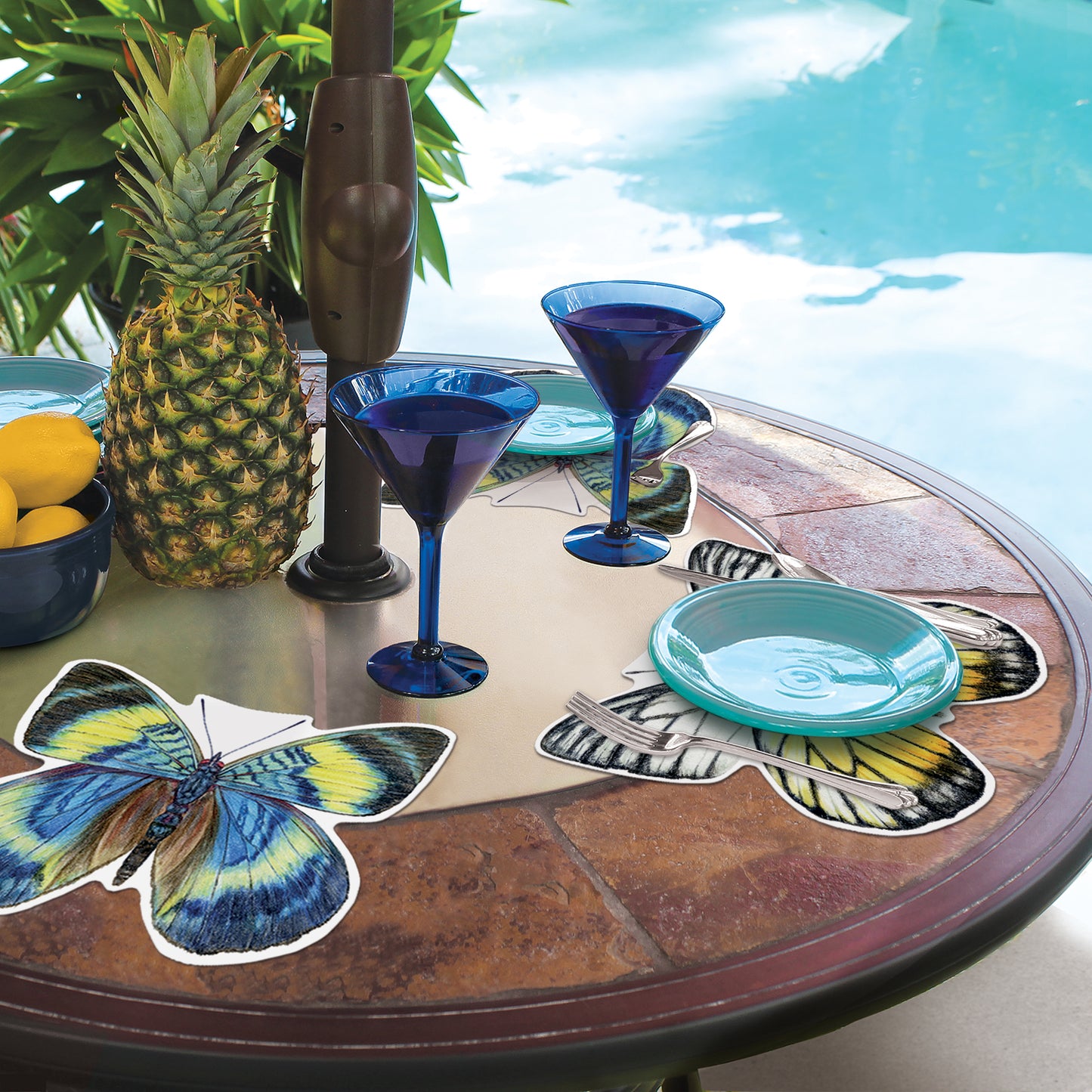 CounterArt 4 Pack Butterfly Shaped Reversible Easy Care Placemats Made in the USA